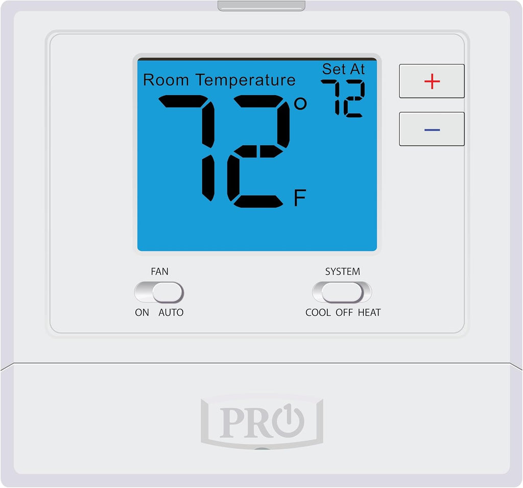 PRO1 T701 - Termostato de pared no programable de una sola etapa para sistemas convencionales de 1 calor/1 frío, termostato digital convencional para el hogar