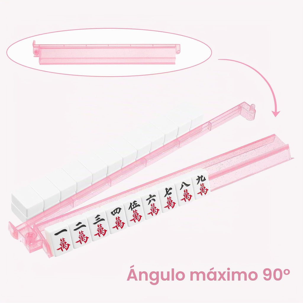 Racks transparentes premium para Mahjong con empujadores, paquete de 4 racks antideslizantes de acrílico