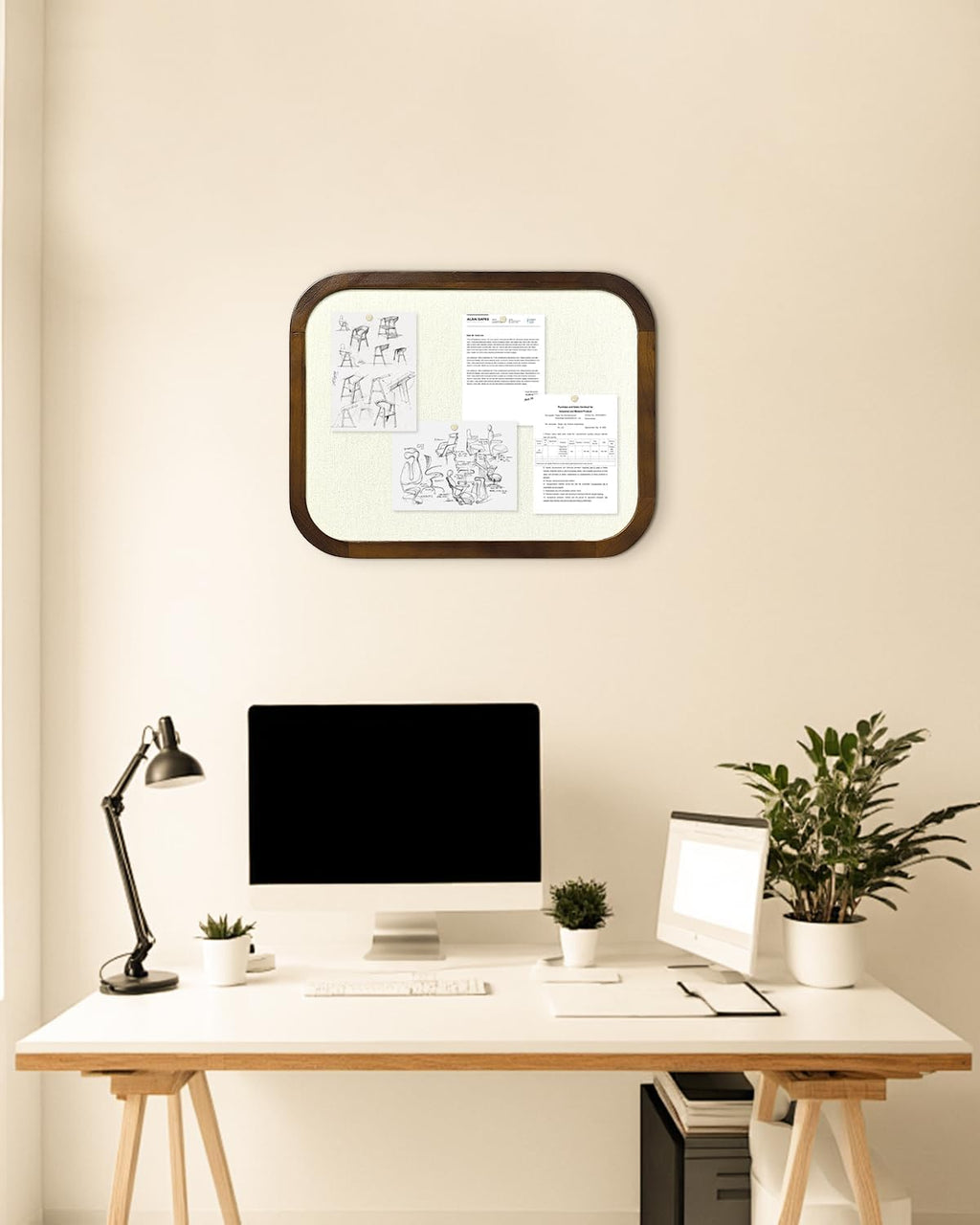 Tablero de anuncios de lino, tablero de anuncios para paredes, tablero de anuncios de tela, tablero de anuncios pequeño de 13 x 17 pulgadas para decoración del hogar, cocina, oficina, tablero de