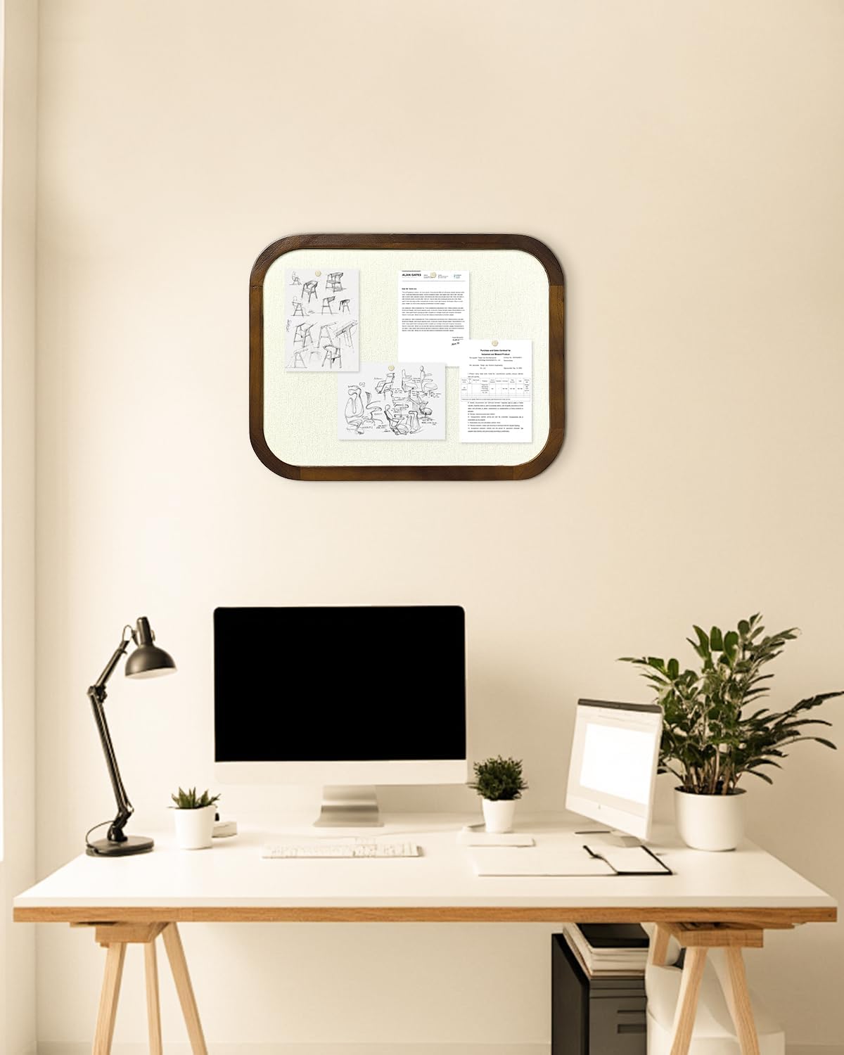 Tablero de anuncios de lino, tablero de anuncios para paredes, tablero de anuncios de tela, tablero de anuncios pequeño de 13 x 17 pulgadas para decoración del hogar, cocina, oficina, tablero de