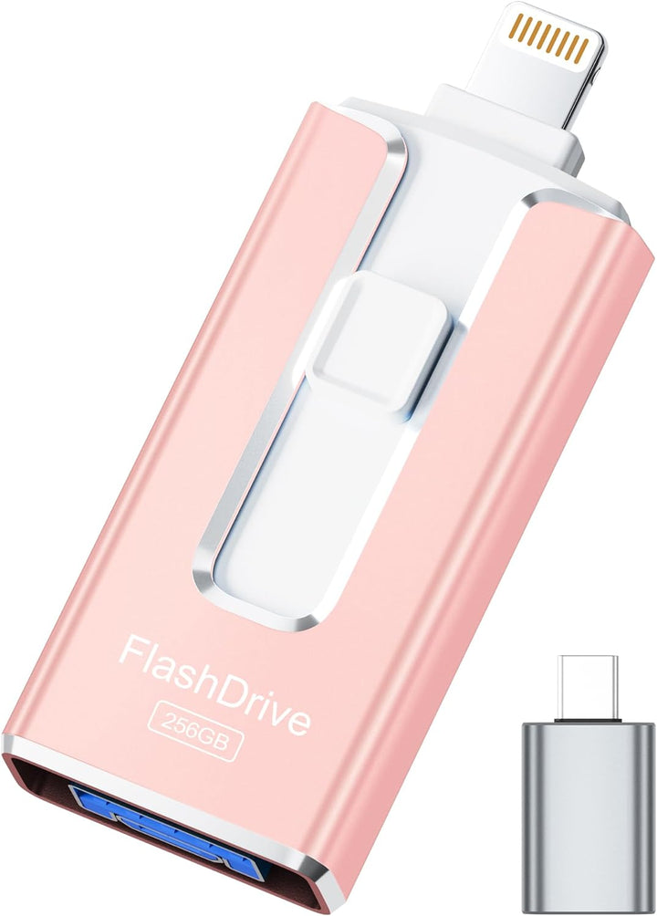 Unidad flash de 256 GB con certificación MFi para iPhone iPad, Phot...