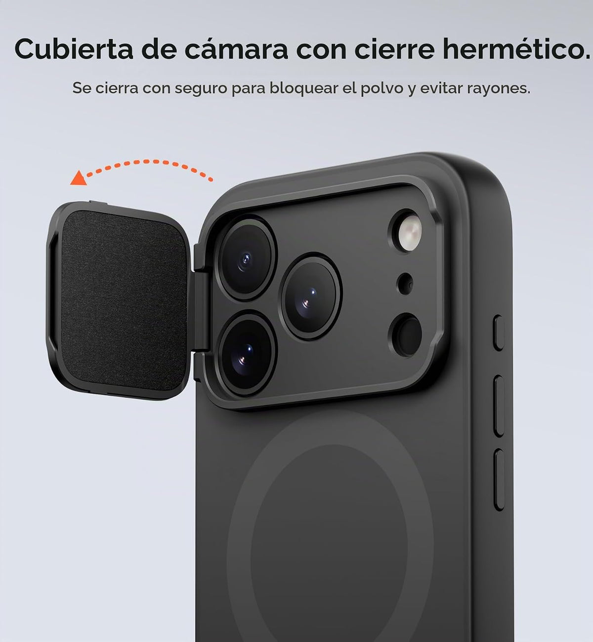 SURITCH para iPhone 18 Pro Funda para MagSafe, Cobertura de Cámara, Negra