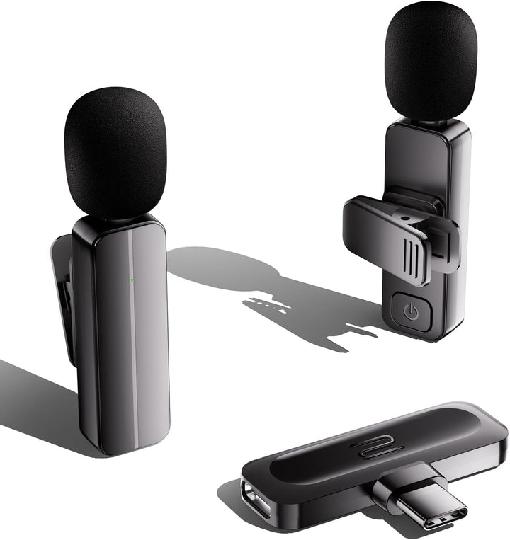 Paquete de 2 mini micrófonos inalámbricos de solapa Lavalier para i...