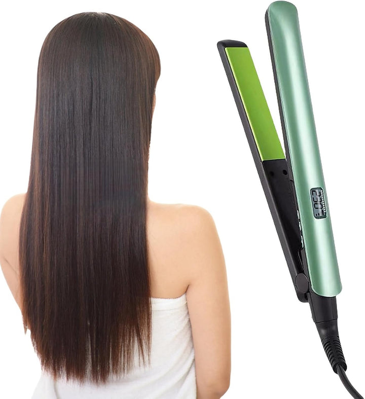 Alisador y rizador de cabello 2 en 1, punta frontal antiquemaduras...