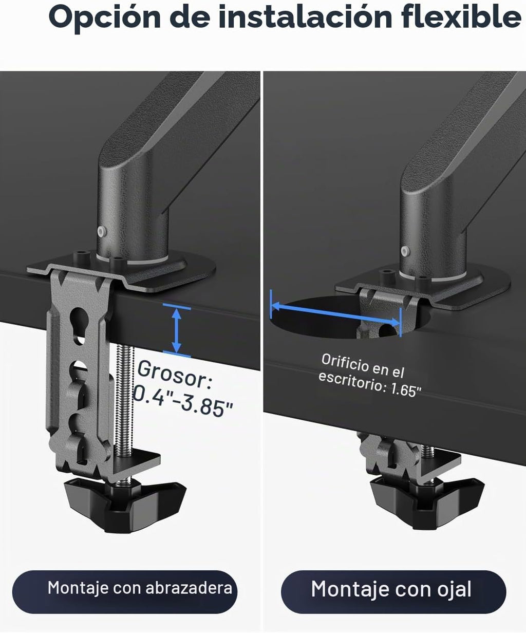 suptek - Soporte de escritorio para laptop, soporte de montaje para monitor y laptop totalmente ajustable para portátil de 13 a 18 pulgadas y pantalla de monitor de 17 a 35 pulgadas