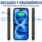 Alpatronix Funda de batería para iPhone 16 Pro, funda protectora delgada y portátil para cargador extendido, carga rápida de 15 W, alta capacidad con funda de carga inalámbrica (BX16Pro), color negro