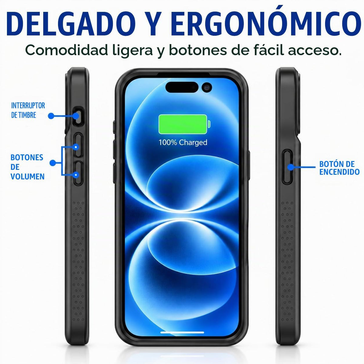 Alpatronix Funda de batería para iPhone 16 Pro, funda protectora delgada y portátil para cargador extendido, carga rápida de 15 W, alta capacidad con funda de carga inalámbrica (BX16Pro), color negro
