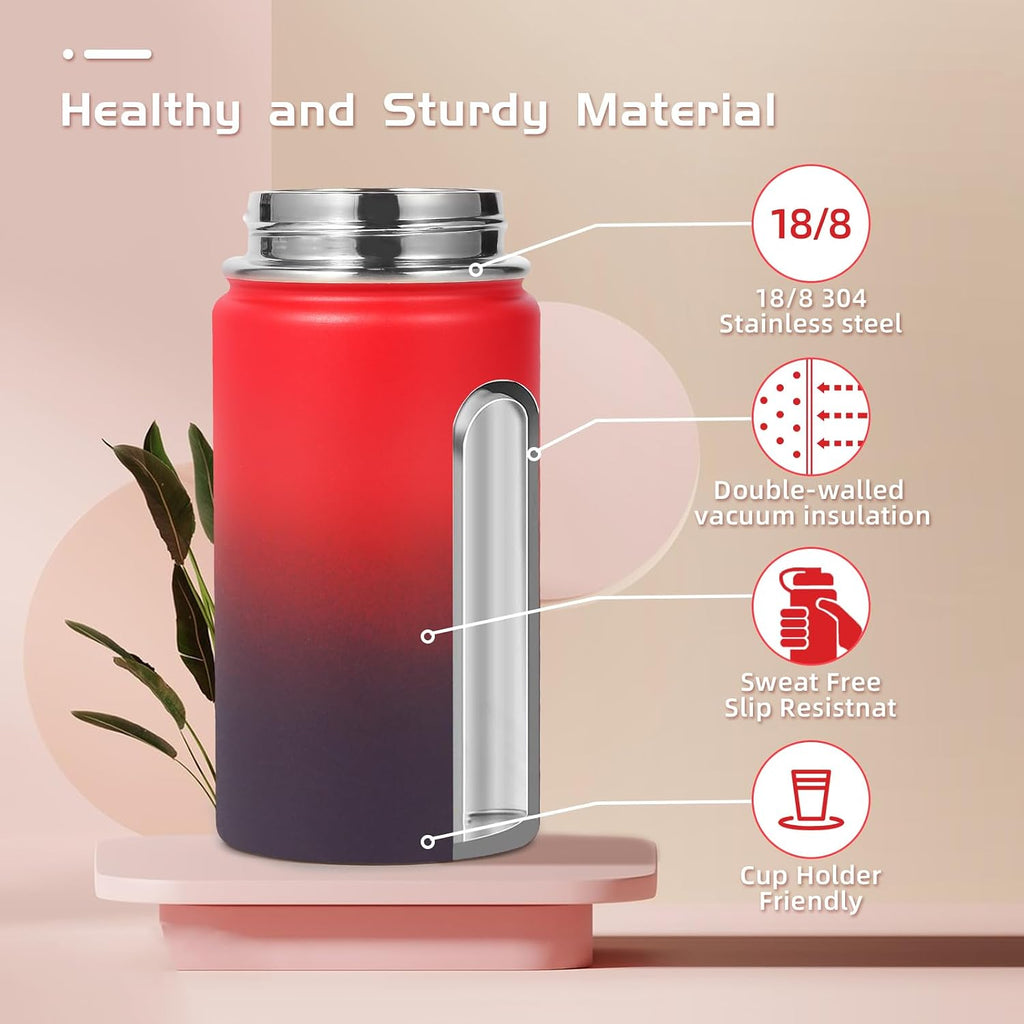 Botella de agua de 14 onzas para niños con tapa con pajita y tapa de silicona, paquete de 6 unidades, tazas aisladas de acero inoxidable para niños y niñas, paquete múltiple, botellas de