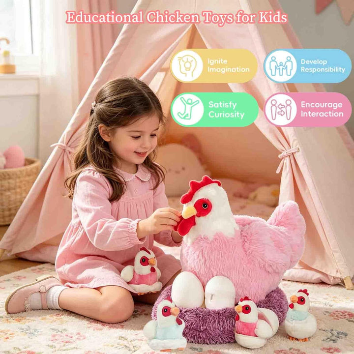 Juego de animales de peluche de pollo 9 en 1, juguetes de peluche d...