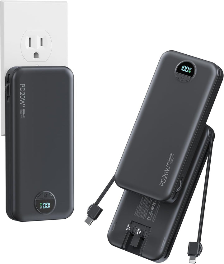 Banco de Energía aonidi de 12000mAh Ultra-Portátil con Cables Integ...