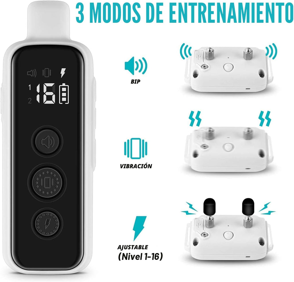 Collar de choque para perros 2 perros, (8-120 libras), collar eléctrico impermeable recargable con control remoto para perros pequeños, medianos y grandes, con modos de choque seguros de vibración de pitido (gris)