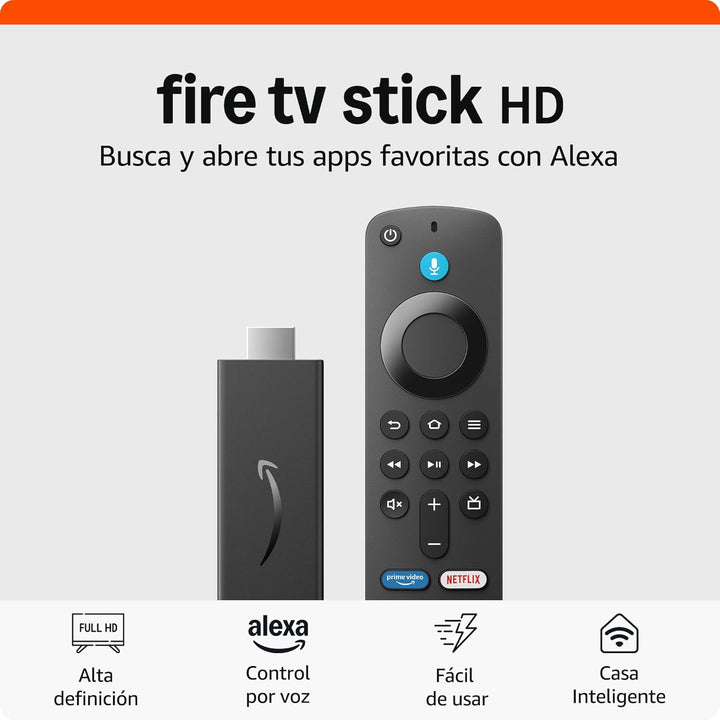 Amazon Fire TV Stick HD 2024 Con Control remoto por voz Alexa streaming en HD