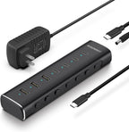Rosonway, RSH-H7C4, hub USB 3.2 de 7 puertos, alimentado, adaptador 12V/3A