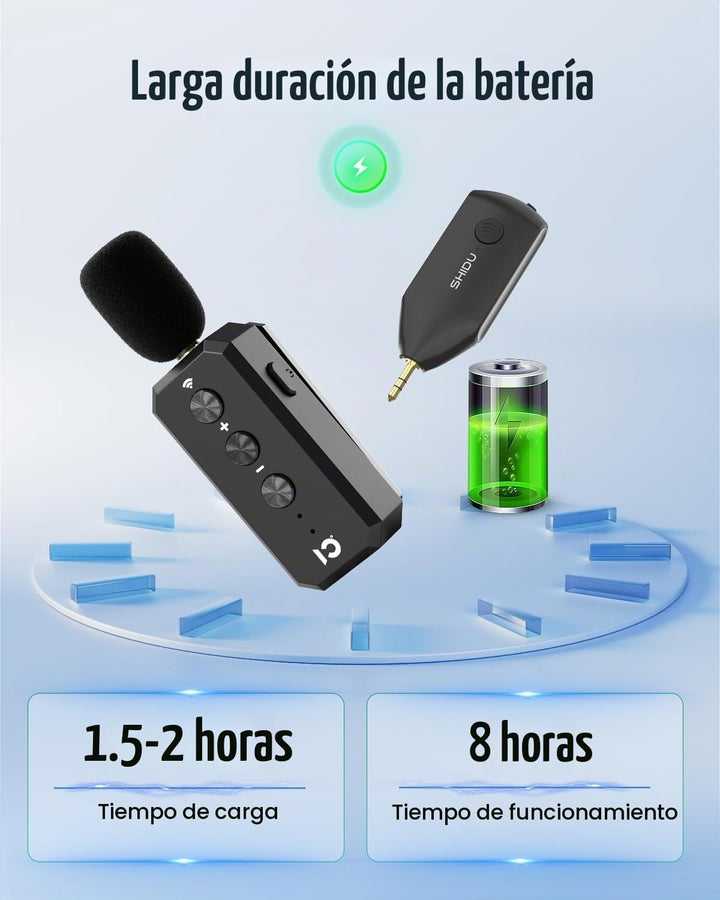 SHIDU Auriculares de micrófono inalámbrico 2.4G Sistema de micrófon...