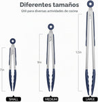 U-Taste Pinzas de Cocina para Cocinar, Resistencia al Calor de 600ºF, 3Pcs/Azul Medianoche