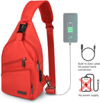 Bandolera cruzada con cable USB para senderismo, acampar y viajes al aire libre, para mujeres y hombres