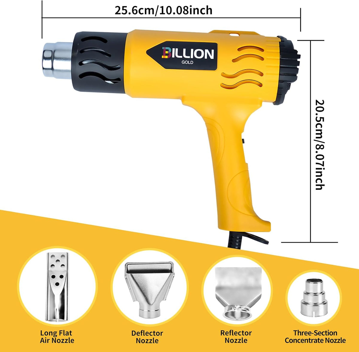 Pistola de calor de 1800 W, pistola de aire caliente de 100 ℉