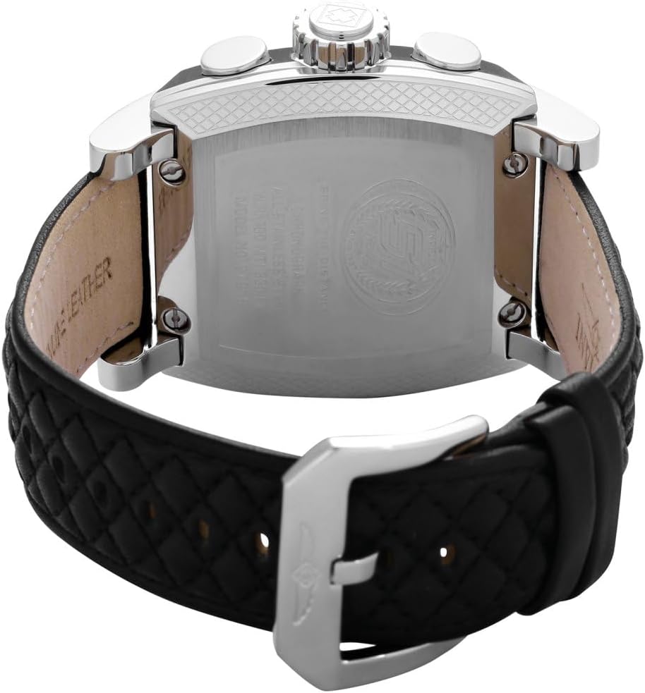 Invicta S1 Rally - Correa de cuero negro de cuarzo con pantalla analógica de acero inoxidable para hombre, reloj casual, 26 (Modelo: 27918, 27919, 27920)