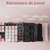 LINGBAO K108 Pro Teclado mecánico inalámbrico cremoso rosa con tecl...