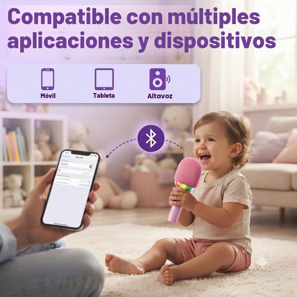 Joomie - Micrófono de karaoke para niños de 3 a 10 años, micrófono inalámbrico Bluetooth y altavoz