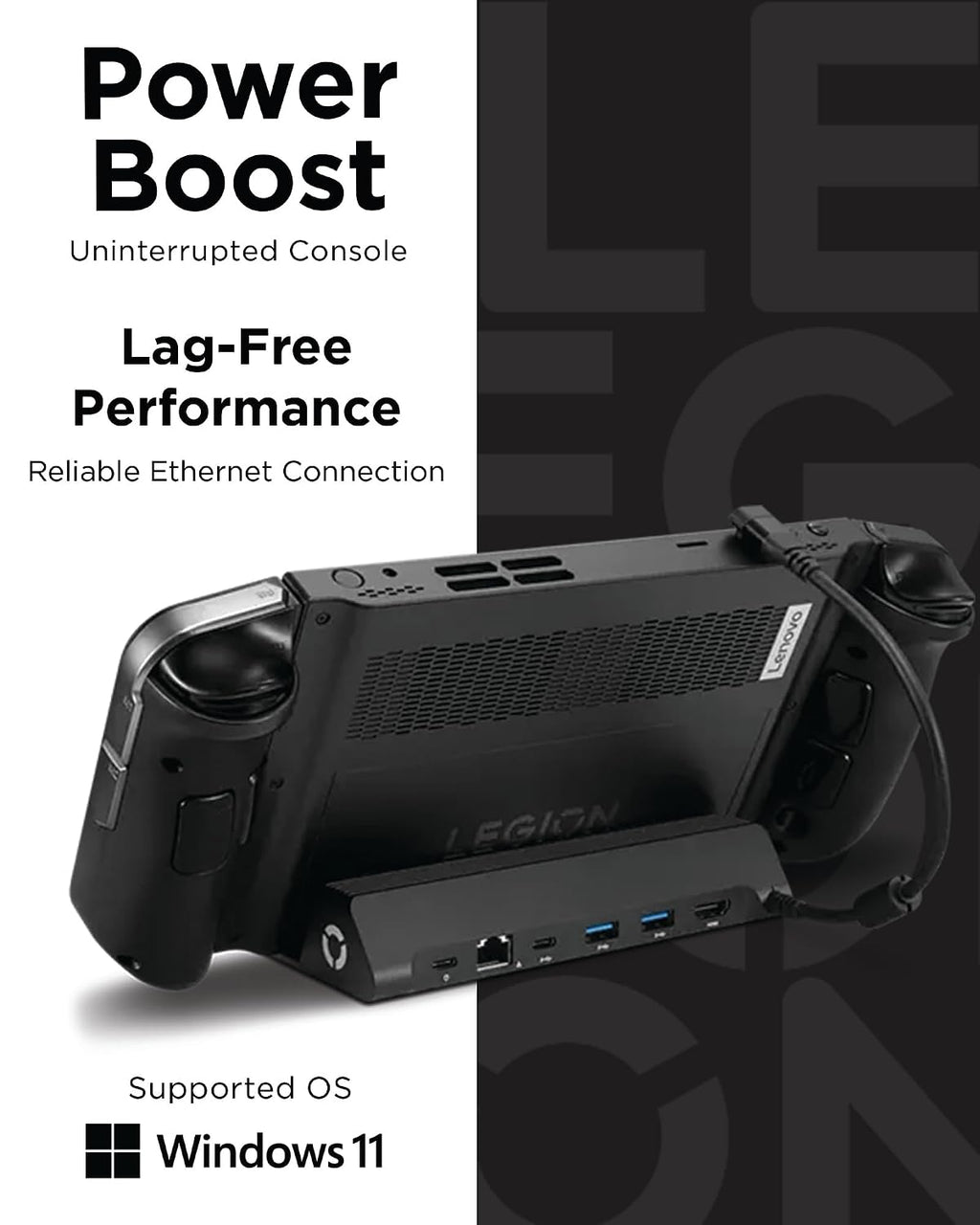 Legion Go USB-C Hub Dock para Legion Go – 6-en-1 Dock, puerto Expansion, carga, Video, Ethernet Support