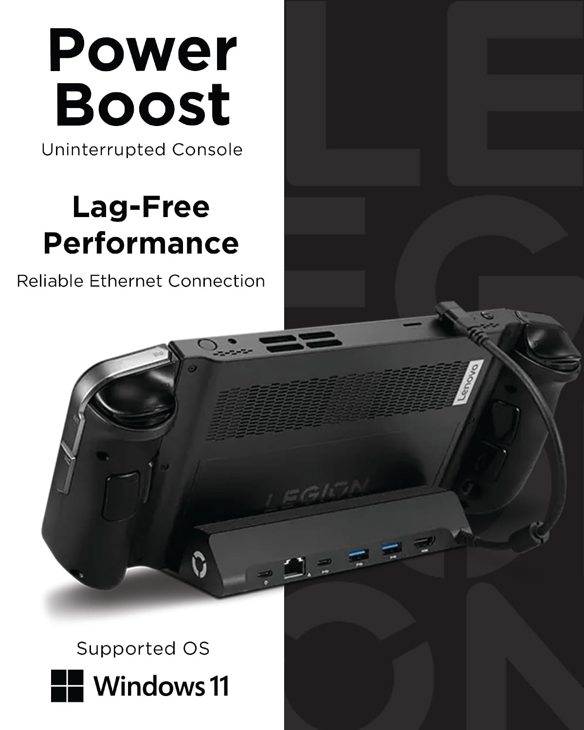 Legion Go USB-C Hub Dock para Legion Go – 6-en-1 Dock, puerto Expansion, carga, Video, Ethernet Support