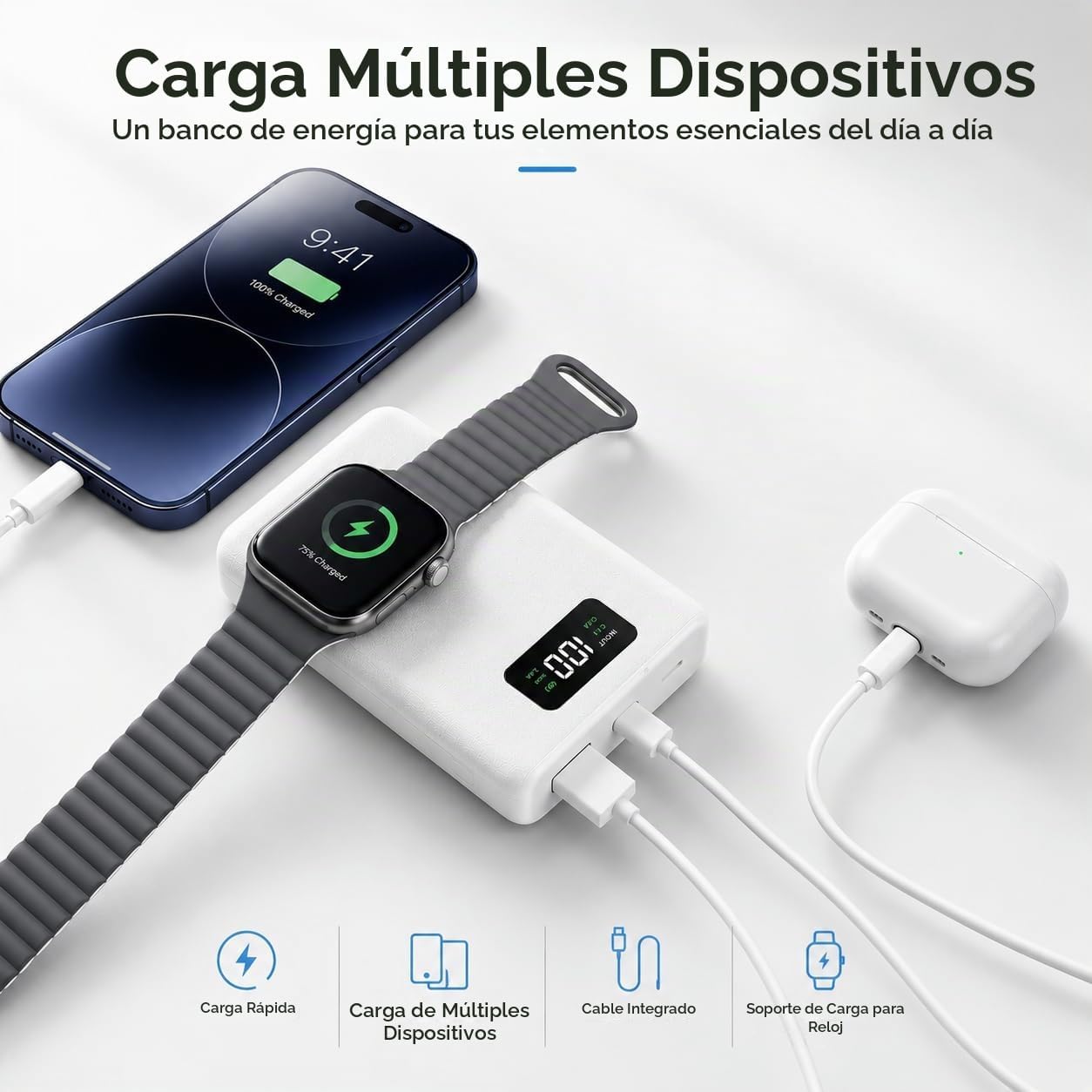 PZOZ Cargador portátil de 20000 mAh con cargador de Apple Watch, ca...