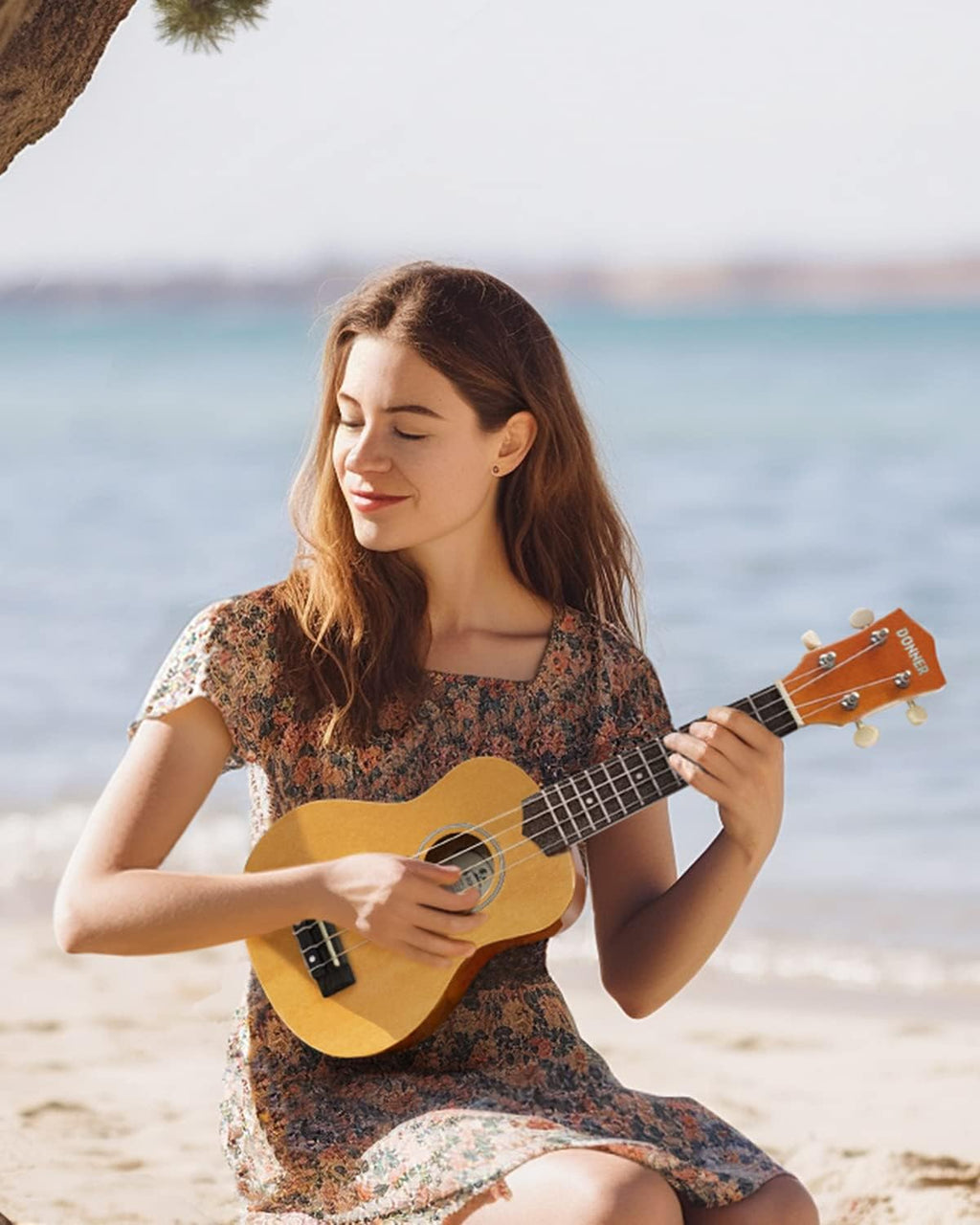 Donner Kit de ukelele soprano para principiantes de 21 pulgadas, paquete para principiantes con clases en línea gratuitas, bolsa, correa, cuerdas, afinador, púas y trapo, Ukalalee Yukalalee (Natural)