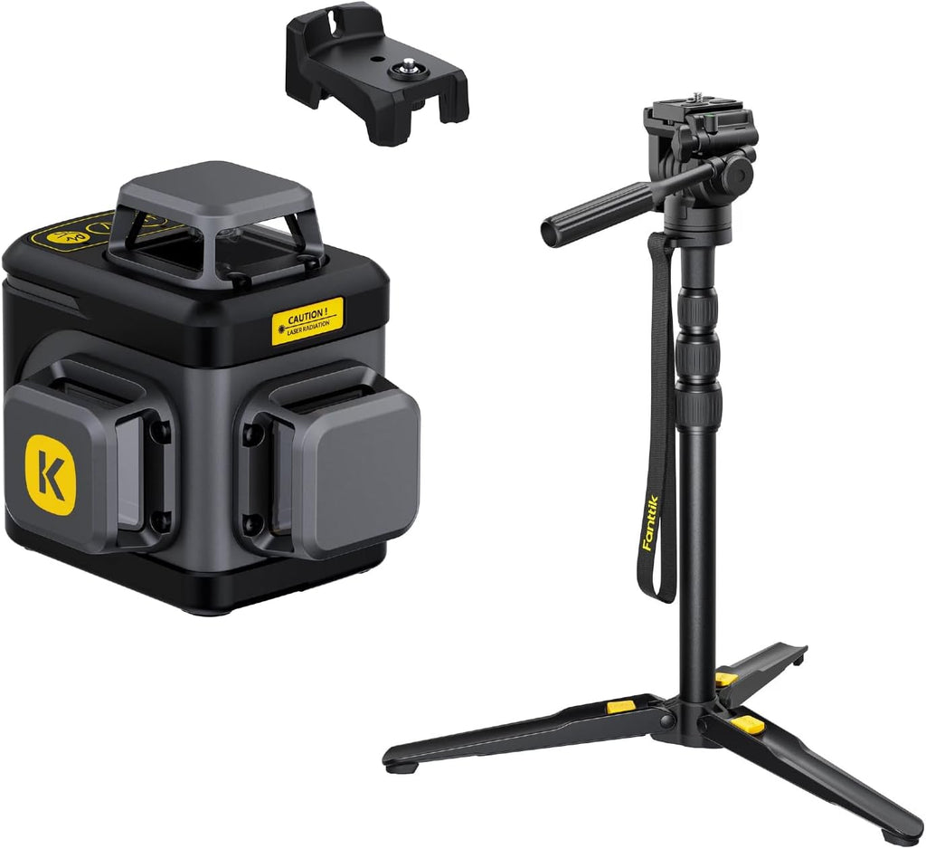 Fanttik Nivel láser D12 Ace 360 autonivelante con trípode de 43.2 pulgadas, láser cruzado verde 3D recargable de 360°, fácil de usar para construcción y colgar cuadros