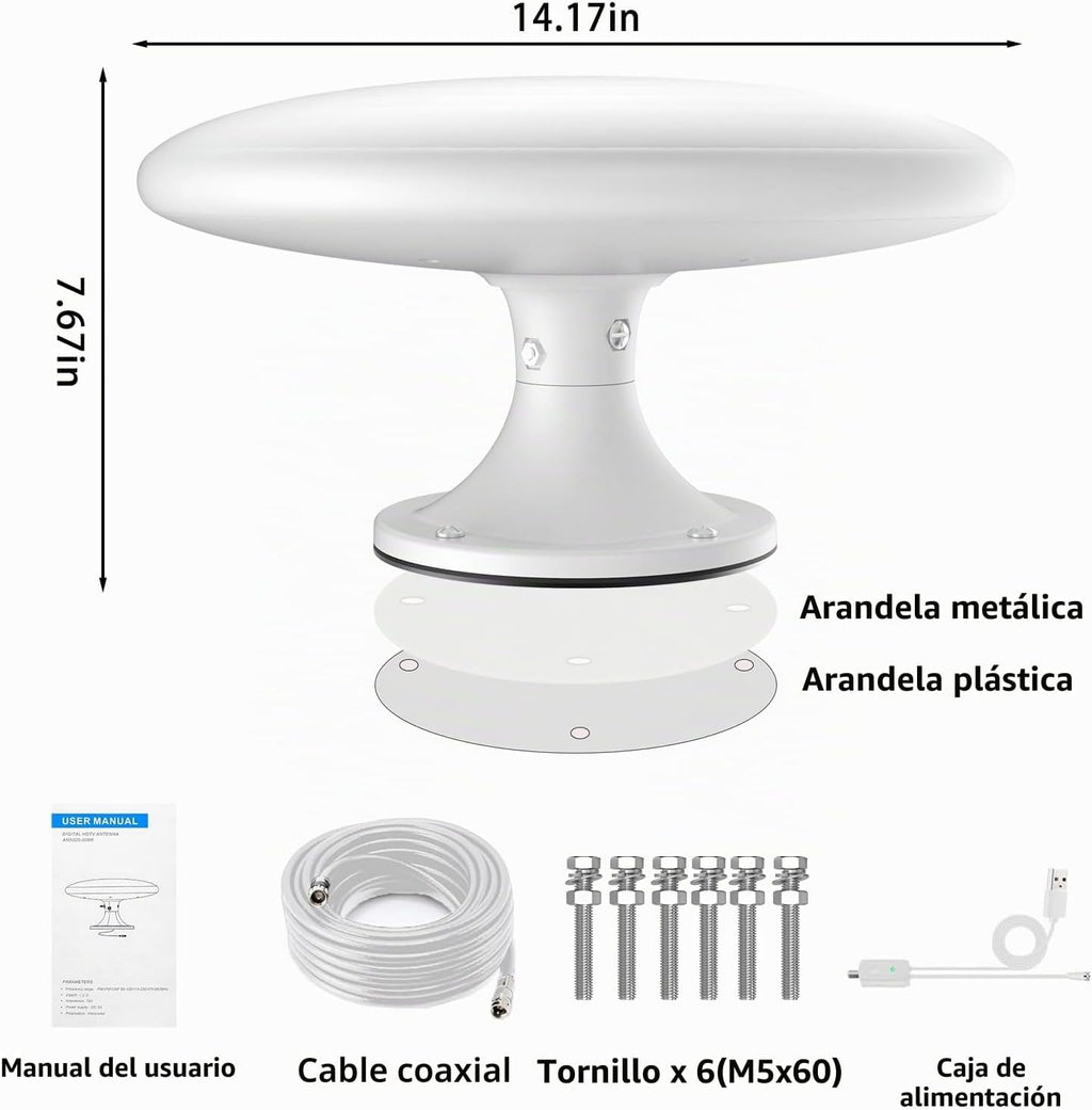 Antena de TV RV al aire libre para cámper, antena digital RV montaje en