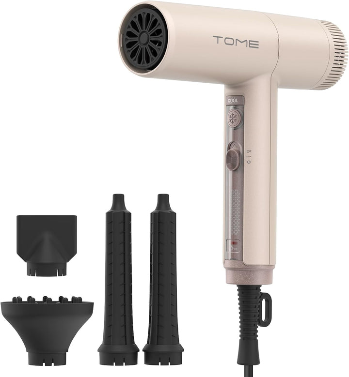 TOME Secador de pelo, motor EC de alta velocidad de 1875 W, secador...