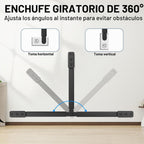 Extensor de toma de corriente eléctrica: cuenta con USB-A, USB-C y 2 salidas de CA, se extiende de 22 a 34 pulgadas, gira tomas de acceso de 180° de difícil acceso, enchufe de pared, mesitas de noche