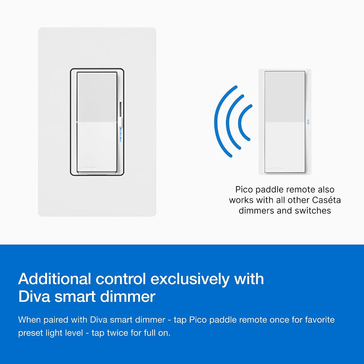 Lutron Paddle Pico Remote para atenuadores/interruptores Caseta Smart
