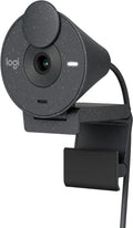Logitech - Cámara web USB-C Brio 300 de 1920 x 1080p con obturador de privacidad, corrección automática de luz - Grafito (renovado)