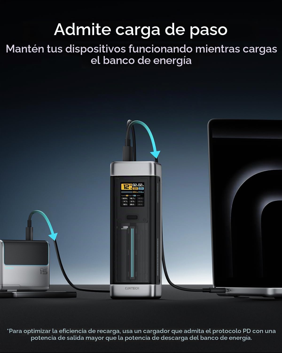 CUKTECH NO.20 Cargador portátil de 140W, banco de energía de 25,000...
