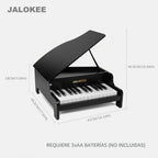 Teclado de piano para niños, piano de cola de 25 teclas para niños, mini juguete de instrumento educativo musical, volumen ajustable, juguete de madera para niños pequeños y niñas (negro)