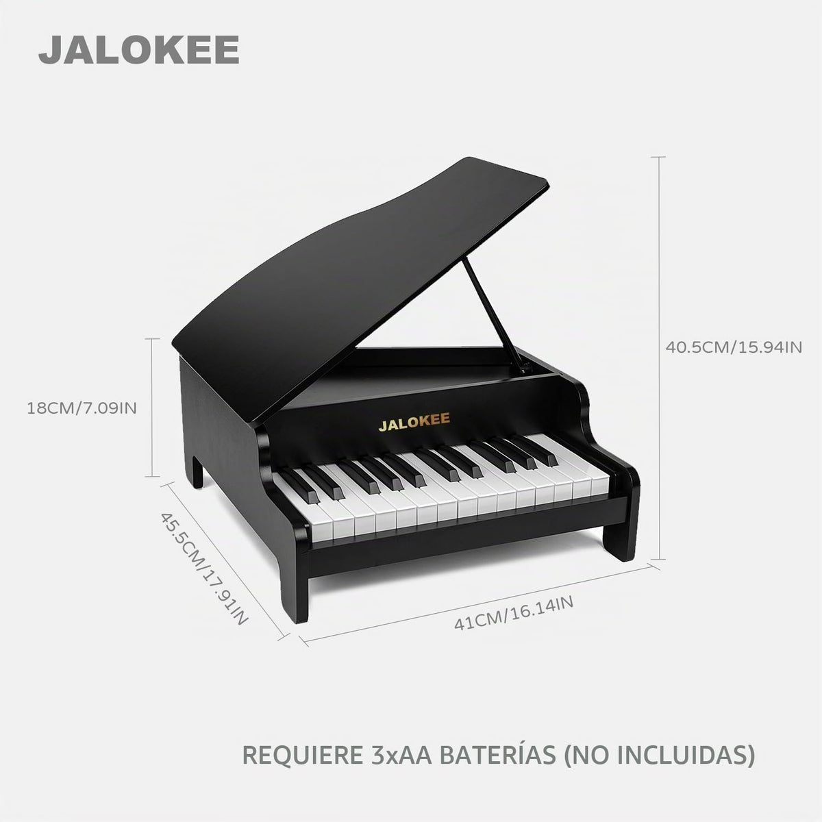 Teclado de piano para niños, piano de cola de 25 teclas para niños, mini juguete de instrumento educativo musical, volumen ajustable, juguete de madera para niños pequeños y niñas (negro)