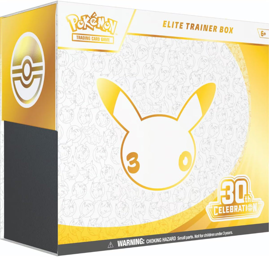 Pokémon TCG: 30th Celebration Elite Trainer Box (1 tarjeta promocional de arte completo, 9 paquetes de refuerzo y accesorios premium)
