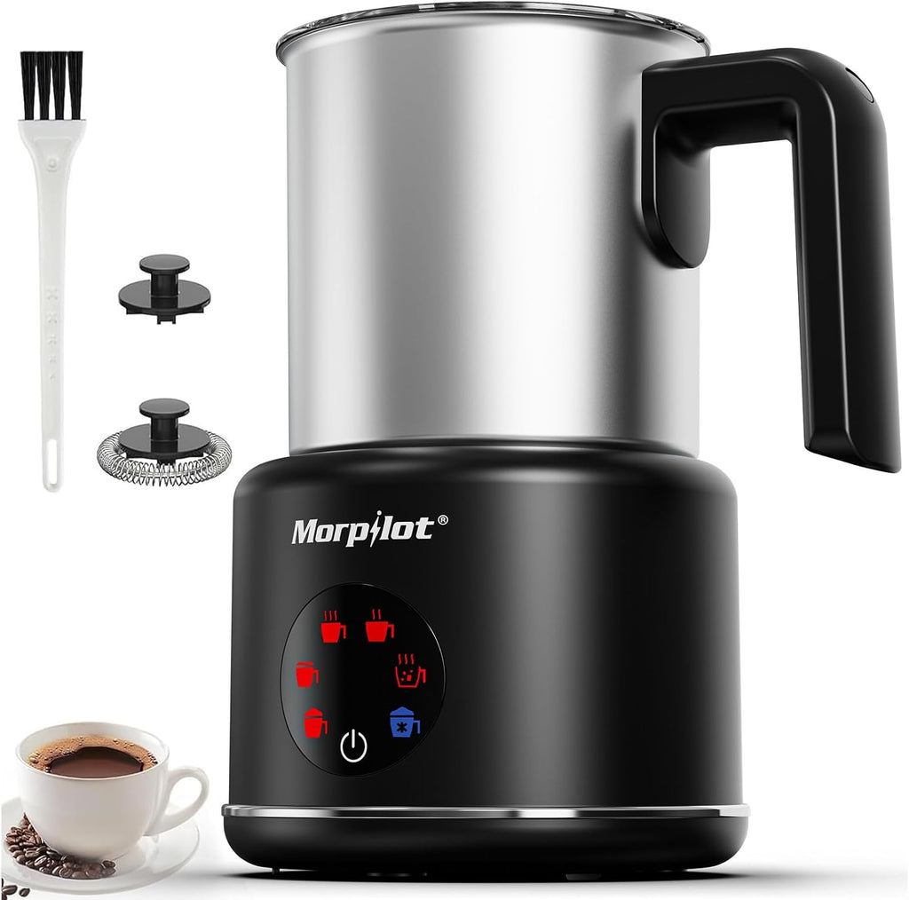 Espumador de leche eléctrico grande y vaporizador, vaporizador de leche de 16.9 onzas, vaporizador de leche y espumador para café con leche o chocolate caliente, apto para lavavajillas, 6 funciones