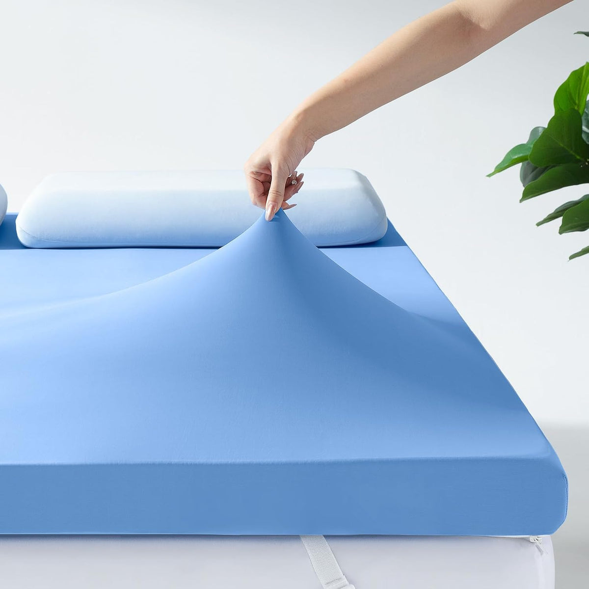 Cubrecolchón de espuma viscoelástica de 3 pulgadas con funda