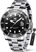 OLEVS Relojes de Lujo para Hombres, Gran Acero Inoxidable, Cuarzo Analógico, Resistente al Agua