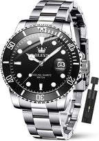 OLEVS Relojes de Lujo para Hombres, Gran Acero Inoxidable, Cuarzo Analógico, Resistente al Agua