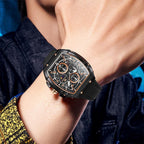 OLEVS Relojes para Hombre Casual Lujo Cara Grande Cronógrafo Multifuncional Relojes de Hombre Correa de Silicona/Nylon Duradera 3 ATM Resistente al Agua Reloj de Hombre Fecha Fase Lunar Reloj