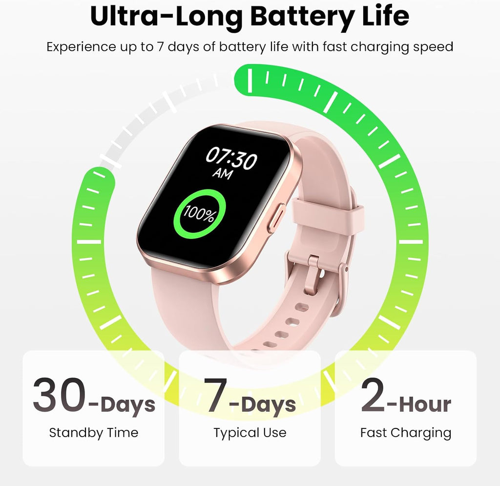 Relojes inteligentes para mujer Android iPhone, reloj inteligente HD de 1.8 pulgadas con Alexa integrado, llamadas Bluetooth, IP68 impermeable, batería de 7 días