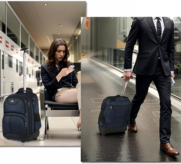 MATEIN - Mochila con ruedas, mochila rodante para laptop apta para...