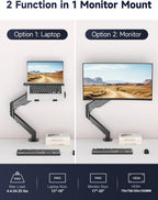 suptek - Soporte de escritorio para laptop, soporte de montaje para monitor y laptop totalmente ajustable para portátil de 13 a 18 pulgadas y pantalla de monitor de 17 a 35 pulgadas