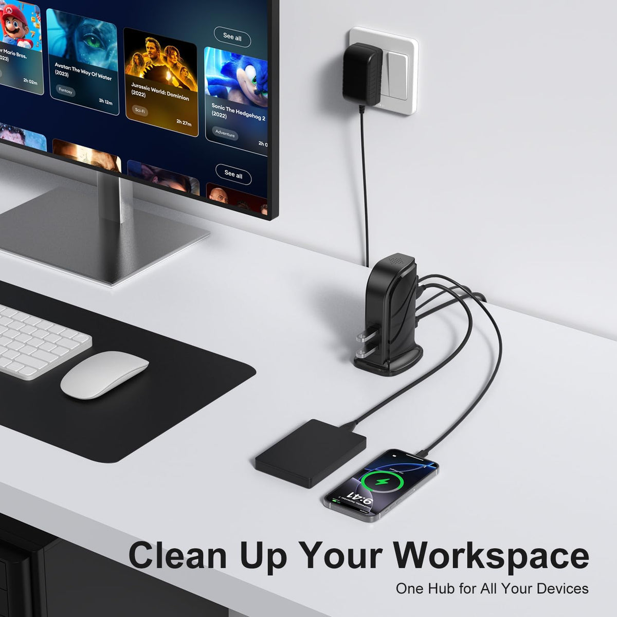 atolla, hub USB 3.0 de 7 puertos, alimentado, adaptador 5V/4A