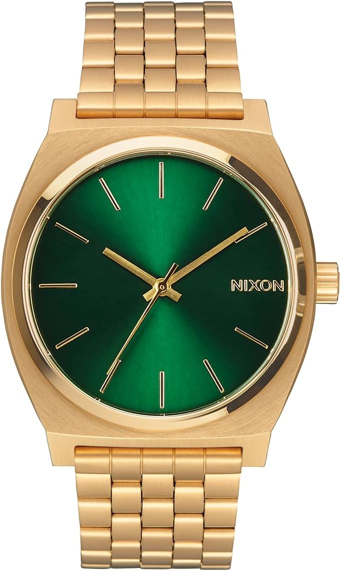 NIXON Time Teller A045 - Reloj analógico de moda para hombre resistente al agua de 100 m (carátula de reloj de 37 mm, correa de acero inoxidable de 19.5 mm-18 mm)