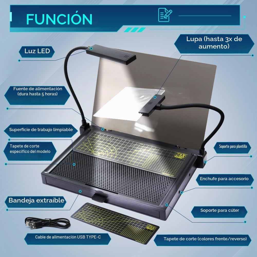 Banco de Trabajo Portátil para Corte y Banco de Trabajo de Ensamblaje con Cajón, Kit de Herramientas de Modelo para Construcción, Kit de Herramientas de Modelo con Luces LED, para Trabajo de Alta