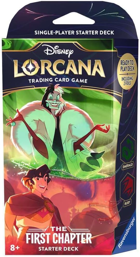 Ravensburger Disney Lorcana TCG: The First Chapter - Cubierta de inicio para un jugador Ruby & Emerald | Juego atractivo | Más de 200 obras de arte originales de Disney | Ideal para mayores de 8 años